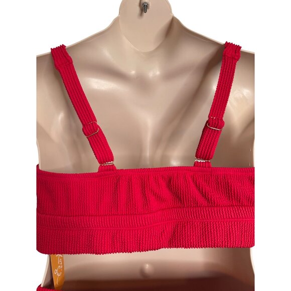 Kona Sol Ribbed 2 Piece Swimsuit Size 1X Pink 17/18 Padded NWT Adjustable Strap - Picture 7 of 14